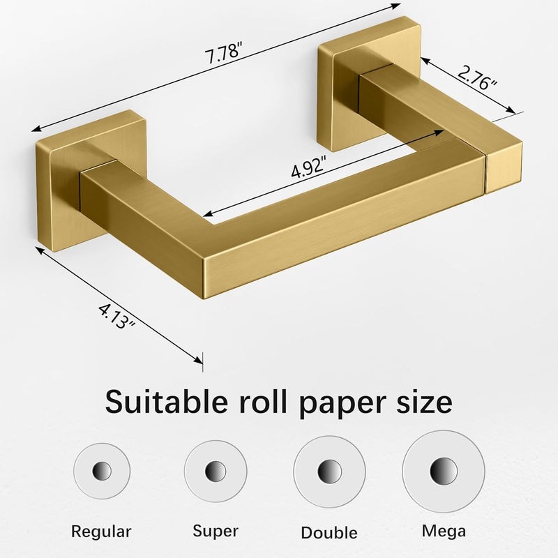 FEILERN Toilet Paper Holder Wall Mounted Post Pivoting Square Tissue Holders Roll Holder Hangers for Bathroom Commercial Toilet Paper Dispenser,Gold - Image 3